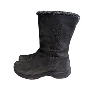 Dansko Black Leather Insulated Embroidered Winter Boot Size 37